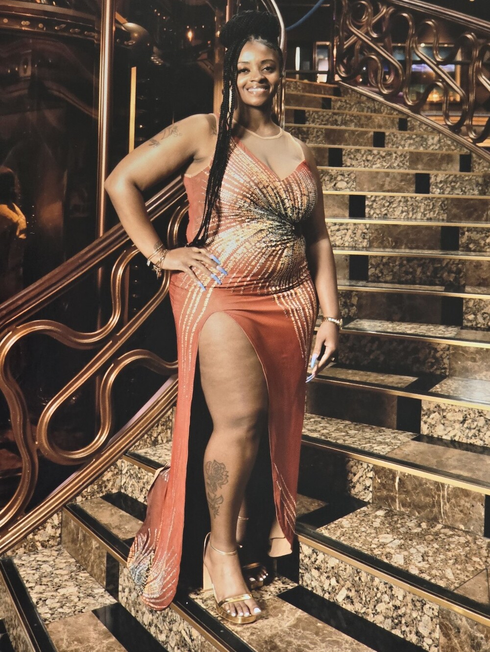 Fashion Nova Rust Red Sequin Evening Gown